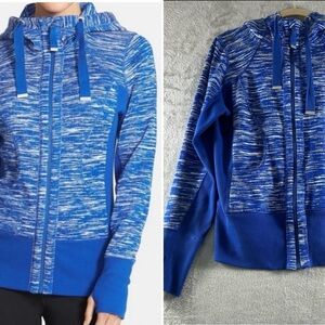 ZELLA Zip Up Essential Hoodie Thumb Holes Blue Size Medium Cotton Polyester
